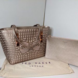 Ted Baker Breeana Cut Out Bow Shopper Bag -  Metallic Bronze/Rose Gold H…